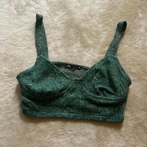 Zara Forest Green Knit Crop Top